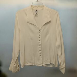 Vintage 90s 2MUCH LA Ivory Button-Up Blouse. Made in USA Elegant blouse